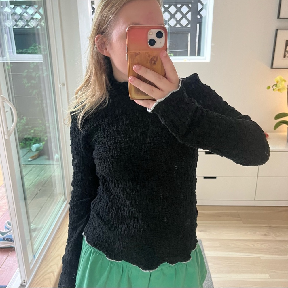 Textured mock neck top